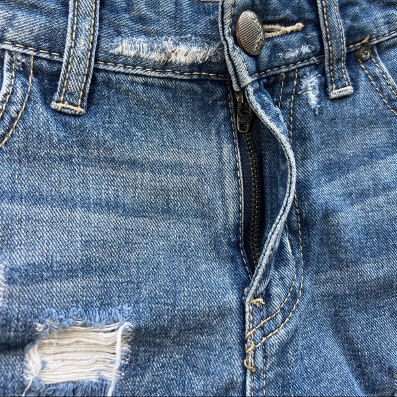 Free People Jean Shorts Denim Distressed Raw Hem Frayed Pockets Blue Size 24 - Picture 7 of 9